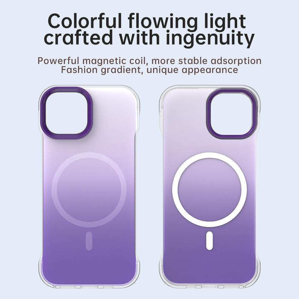 For iPhone 15 Plus/14 Plus Magnetic Case Gradient Design Borderless IMD TPU+PC+PET Phone Cover