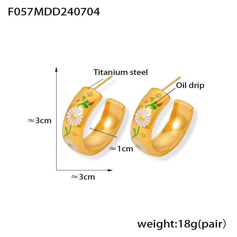 

Новые модные серьги-капли C-образной формы с эмалью, не тускнеющие, титановая сталь, с покрытием из 18-каратного золота, нишевый дизайн, элегантный стиль