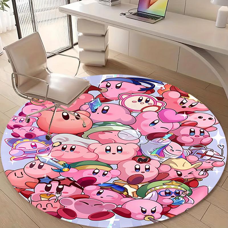 1pc Kirby1 Design Printed Area Round Carpet for Bedroom Living Room Home Decor Rugs Mat Non Slip Mat Rug for Bedside