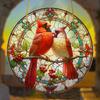Red Cardinal Suncatcher. Stained glass style acrylic for bird lovers & home decor.