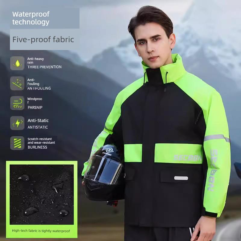 Raincoat and Rain Pants Set for Men and Women, Full-Body Waterproof and Breathable, Separate Pieces for Motorcycle Riding and Outdoor Delivery