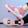 Zapatillas Deportivas Infantiles con Dos Ruedas y Ruedas Desmontables Ultraligeras Unisex Zapatillas de Patín Para Adolescentes Niñas