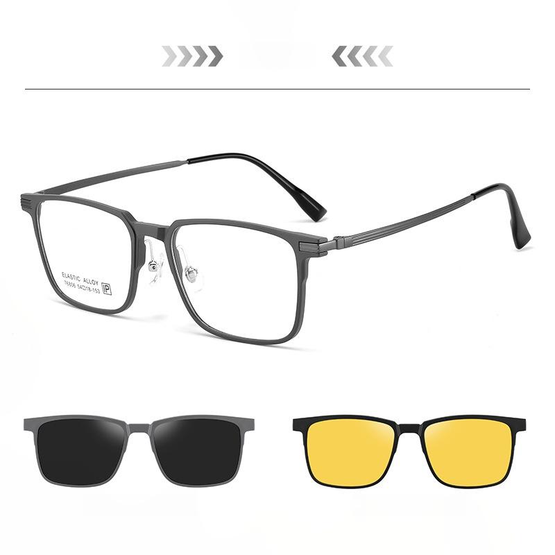 

MOMOJA Men s Square Magnetic Sun Frame Casual Outdoor Polarized Clip Glasses 2-in-1 Driving Optical Prescription Glasses 76806