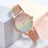 Authorized Retailer: OLIVIA BURTON Women's Watch, OB16RB18, Rainbow Glitter Dial & Rose Gold Mesh, 34mm