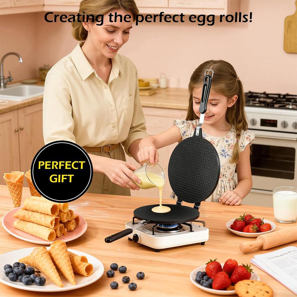 LMETJMA Waffle Cone Maker Non-stick Ice Cream Cone Maker Aluminum Egg Roll Mold Waffle Bowl Machine For Making Crispy Egg Rolls