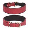 Wide Padded Dogs Collar Embossing Leather Puppy Collars for Outdoor NoPull Comfortable Pet Collar Dogs Accessories  M Red