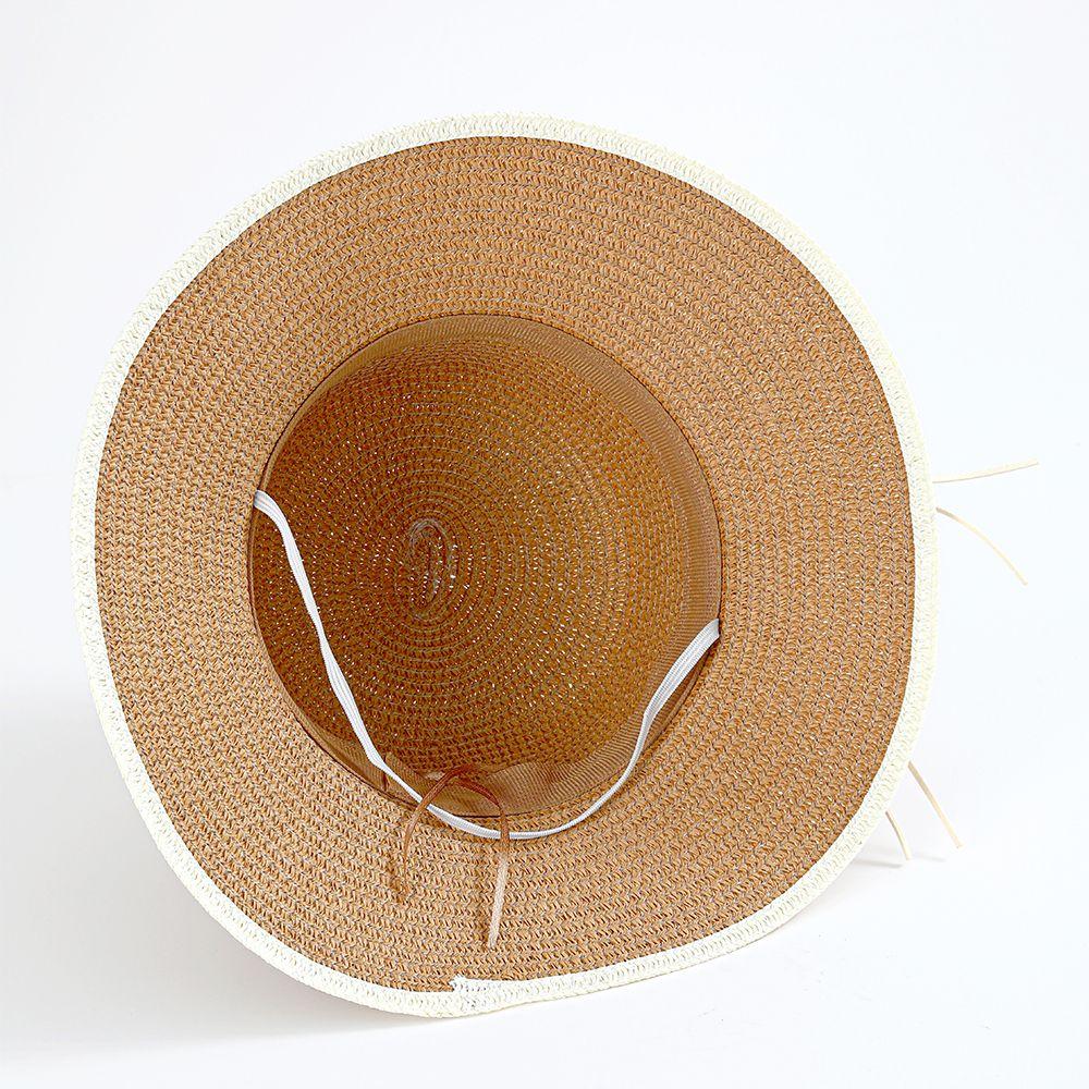 Summer Women's Sun Hat, Flower Embellished Wide Brim Straw Hat, UV Protection Beach Hat for Outdoor Use