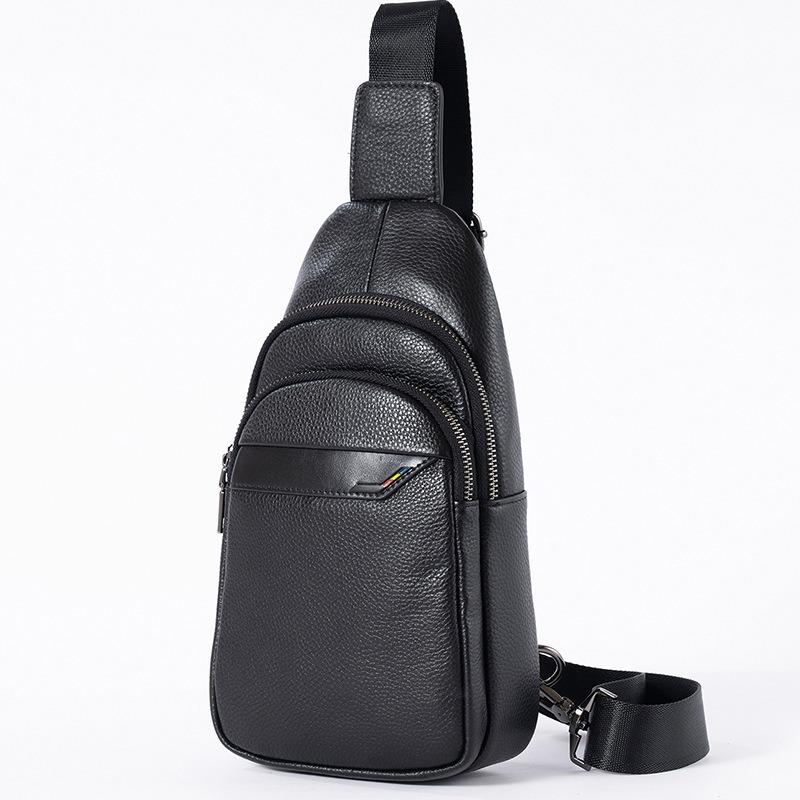 

Сумка-мешок из натуральной кожи первого слоя. Простая деловая повседневная сумка через плечо. Многофункциональная водонепроницаемая износостойкая сумка через плечо. чёрный