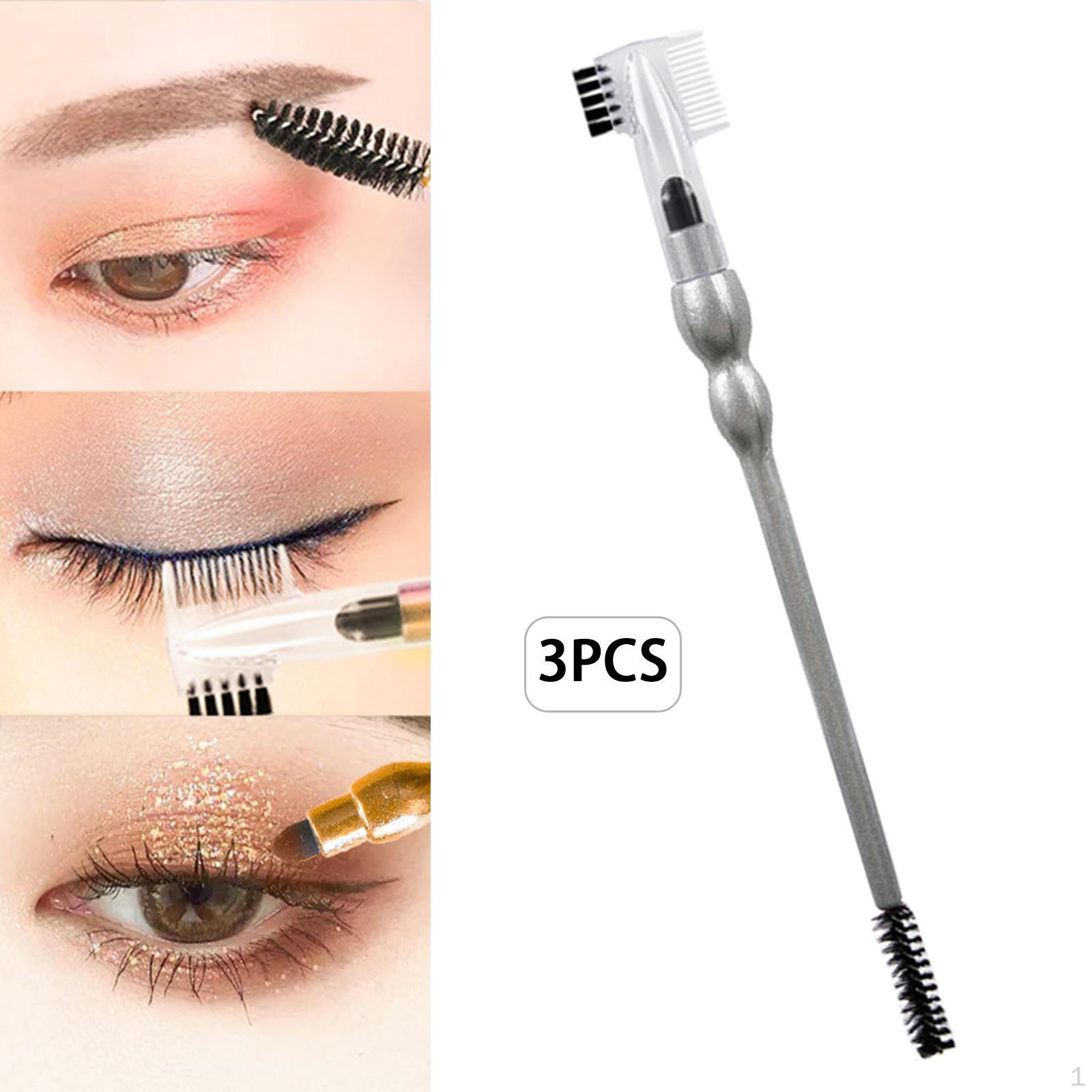Double Eed Eyebrow Brush Comb Portble Dul Lsh Eye Brow Spoolie for Eyelsh Silver