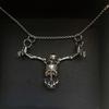 New Stylish Dark-Colored Skull Pendant Necklace, Unique Retro Punk Hip-Hop Skeleton Accessory for Halloween