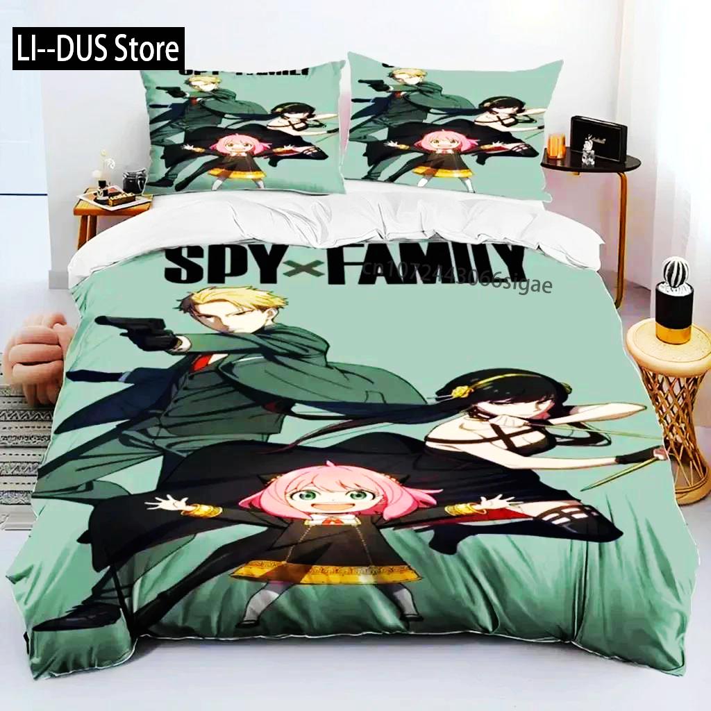 Anime SPY×FAMILY Anya Bedding Set Boys Girls Twin Queen Size Duvet Cover Pillowcase Bed Boys Adult Fashion Home Textileextile