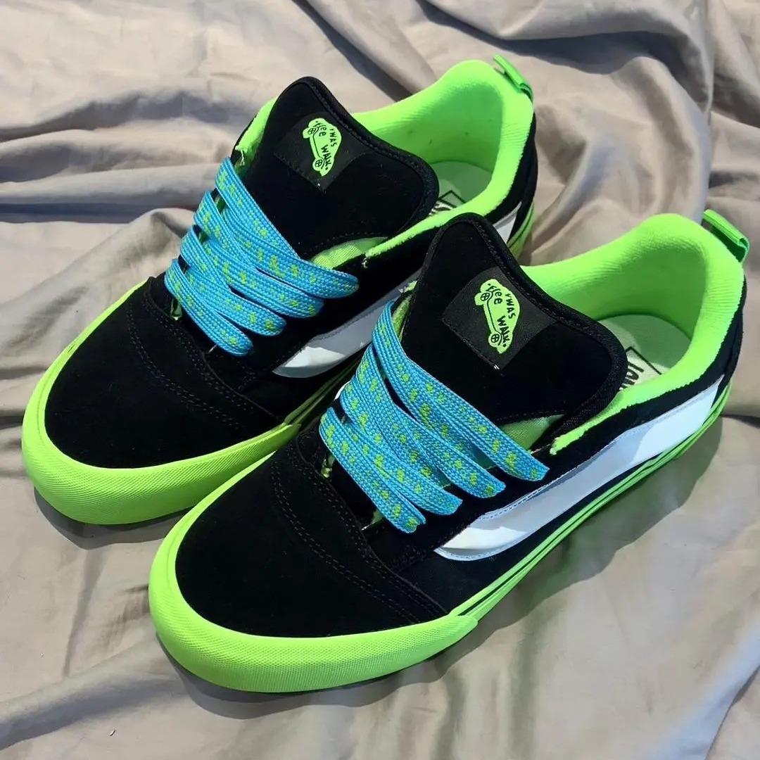 

Fluorescent green and black casual fashion versatile board shoes American street fat bread shoes men and women couple casual shoes 35