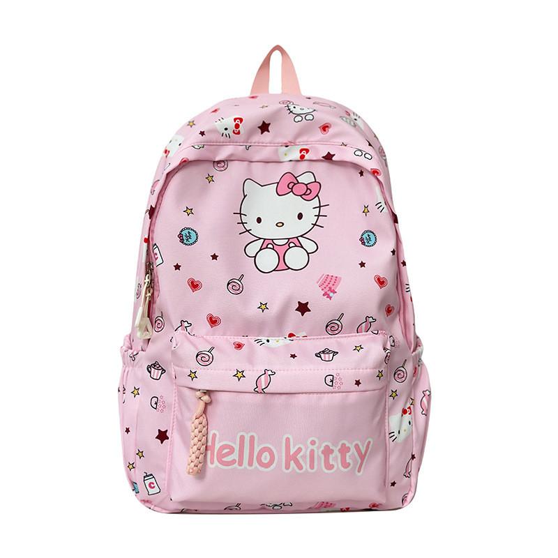Hello Kitty Kids Backpack With Letter Cartoon Print For School And Daily Use