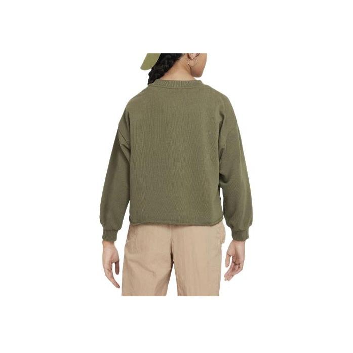 Nike Sportswear Solid Logo Ribbed Crewneck Loose Fit Sweatshirt Kids sweatshirt Medium-Olive FN8652222