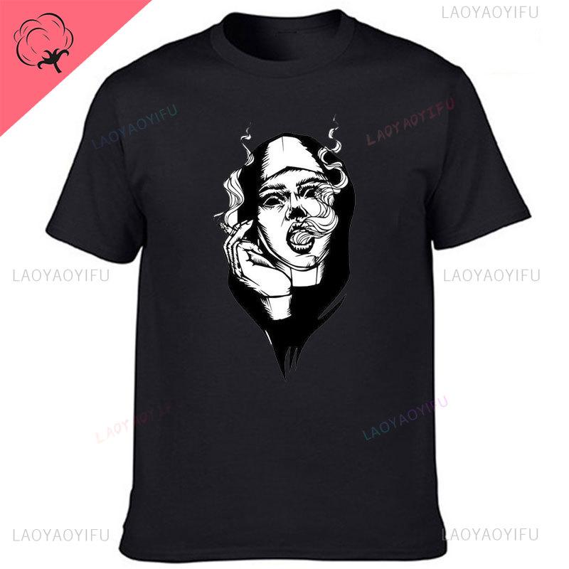 Sister Pattern Take Drugs Nun T Shirt Harajuku Casual New Arrival Summer Men Print Cotton T Shirt Casual Cool Males Tops Mens