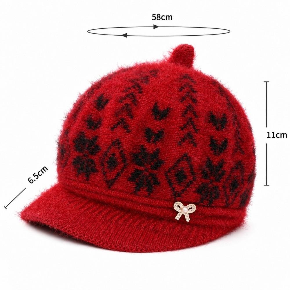 Thick Plush Liner Winter Brimmed Hat Fleece Lined Beanie Cold Wind Protection