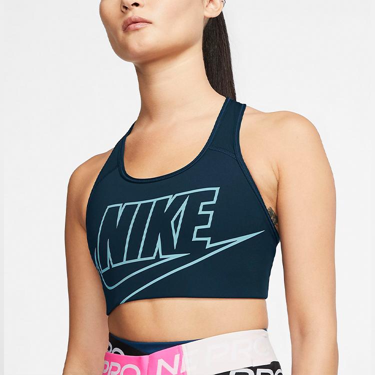 Nike Swoosh Medium Support Solid Sports Bra Women Underwear Deep-Ocean-Blue BV3644-458