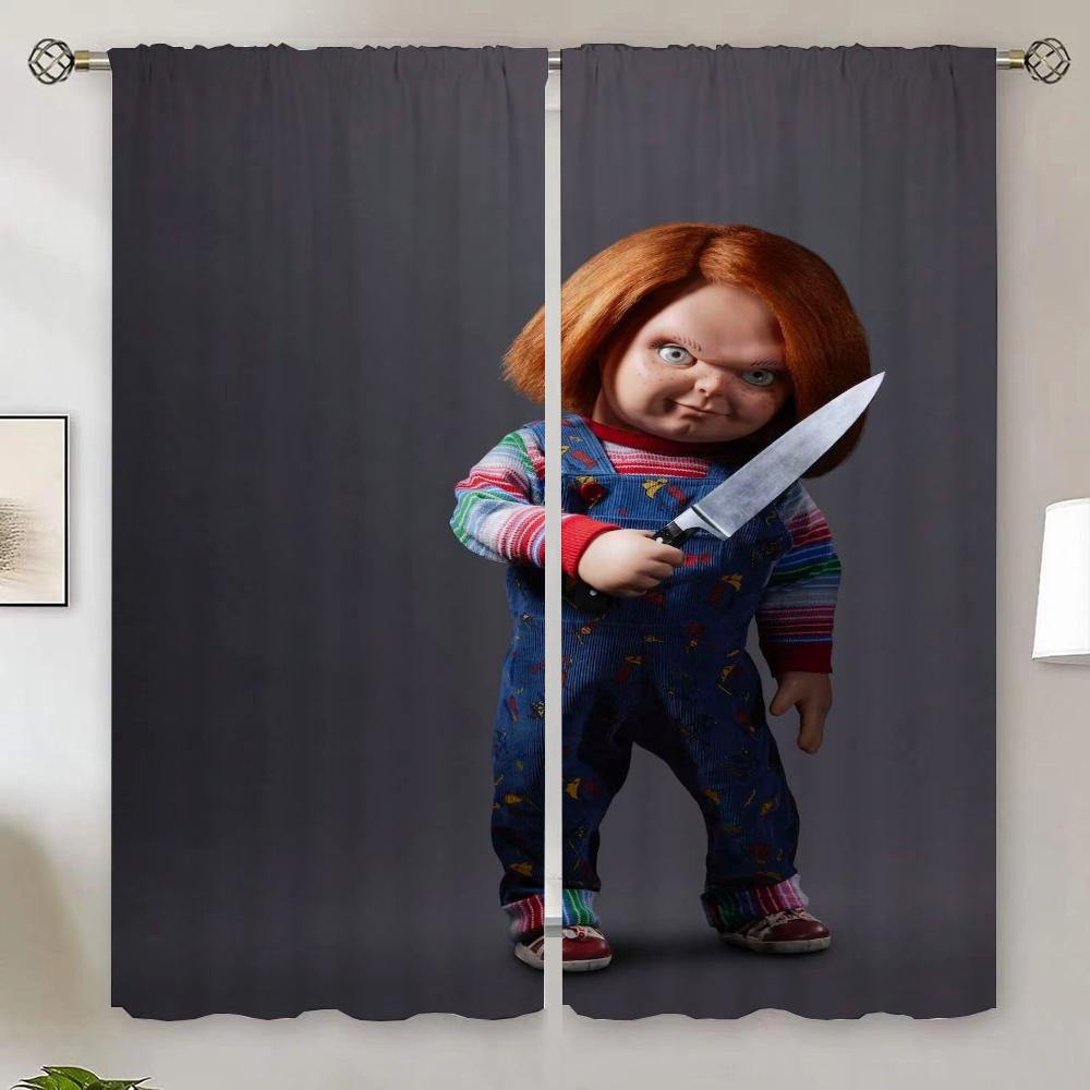 Hororový film Chucky Závěs do obývacího pokoje pro Quarto Kuchyňské závěsy ke dveřím Hotové závěsy Levný tyl v kuchyni Vánoce
