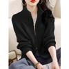 Autumn/Winter Fashion Cardigan Knitted Women Sweater Elegant Long Sleeve Zipper Loose Casual Office Top New Stand Collar Jacket