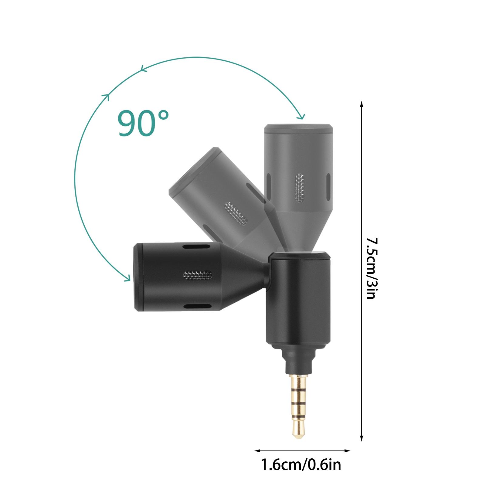 

Mini Plug in Smartphone Microphone Mobile Phone Mic Cardioid Pickup Type C Plug 90 degrees Angle Adjustable with 2pcs 3.5mm Plug