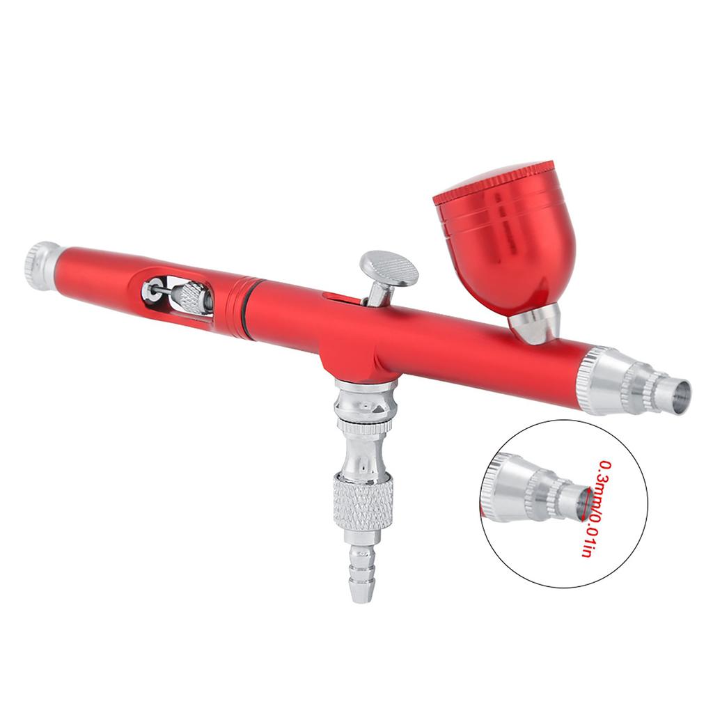 Dual Action Gravity Feed 0.3mm Spray Art Paint Tattoo Nail Tool Kit(Red)