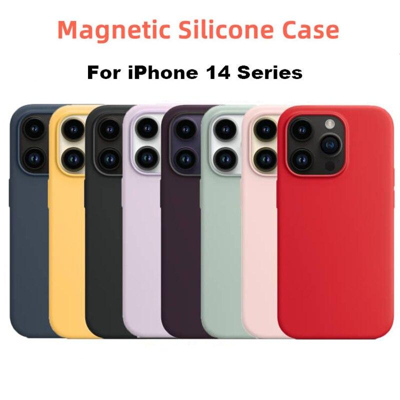 

Жидкий силиконовый магнитный чехол для iPhone 14 Pro Max, чехлы для iPhone 14 13 12 Pro Max Plus, чехол для беспроводной зарядки