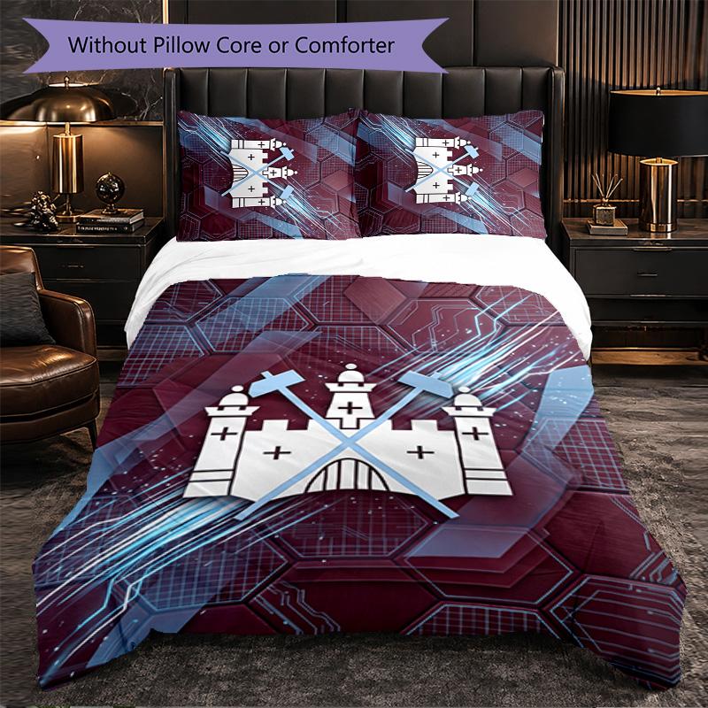 West Ham United Calcio Set Biancheria da Letto 3 Pezzi Morbido Set Copripiumino con Federe Set Decorazione Camera da Letto per la Casa