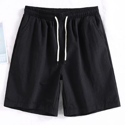 Sommerliche Freizeitshorts für Herren Kleidung Mode Übergröße Elastischer Bund Schwarze Shorts