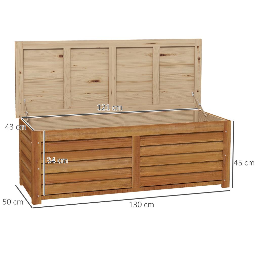 Outdoor Garden Storage Chest 176L In Wood with Handle, Dim. 130L X 50W X 45H Cm