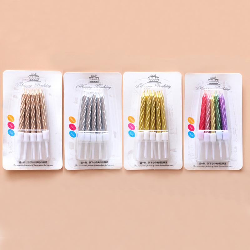 Threaded Candles Birthday Cake Candles Golden Threaded Birthday Candles Colored Gold-plated Small Candles