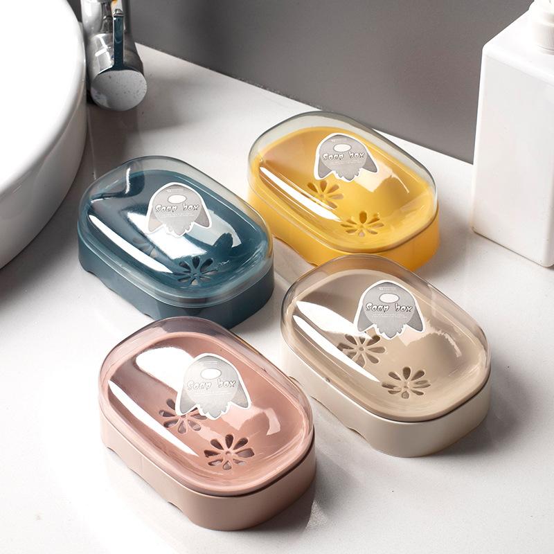 Light Luxury Travel Sealed Soap Box with Lid Washbasin Home Soap Box Cartoon-shaped Soap Storage Rack