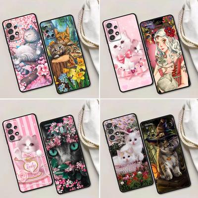Θήκη τηλεφώνου για Samsung Galaxy A32 A33 A31 A23 A22 A21S A13 A12 A11 A03 A01 5G Χαριτωμένη θήκη σιλικόνης Κάλυμμα Cartoon Cat Flower Animal
