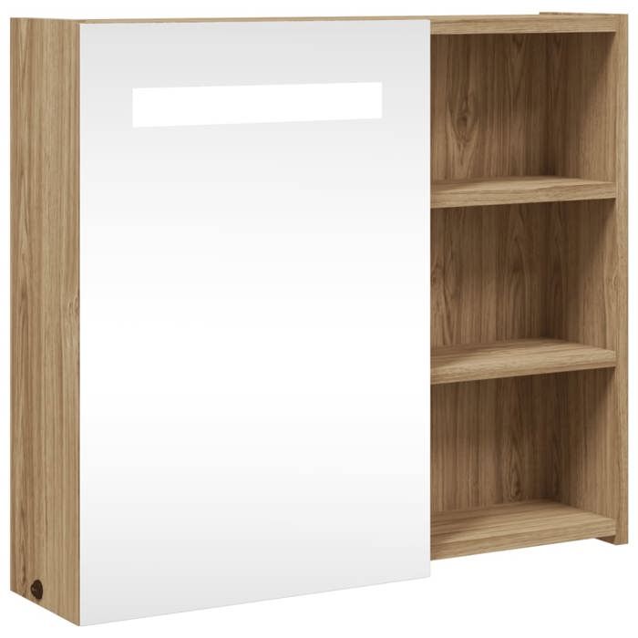 VidaXL Armoire de salle de bain à miroir avec LED chêne 60x13x52 cm, armoire de toilette avec miroir, armoire murale avec 357972
