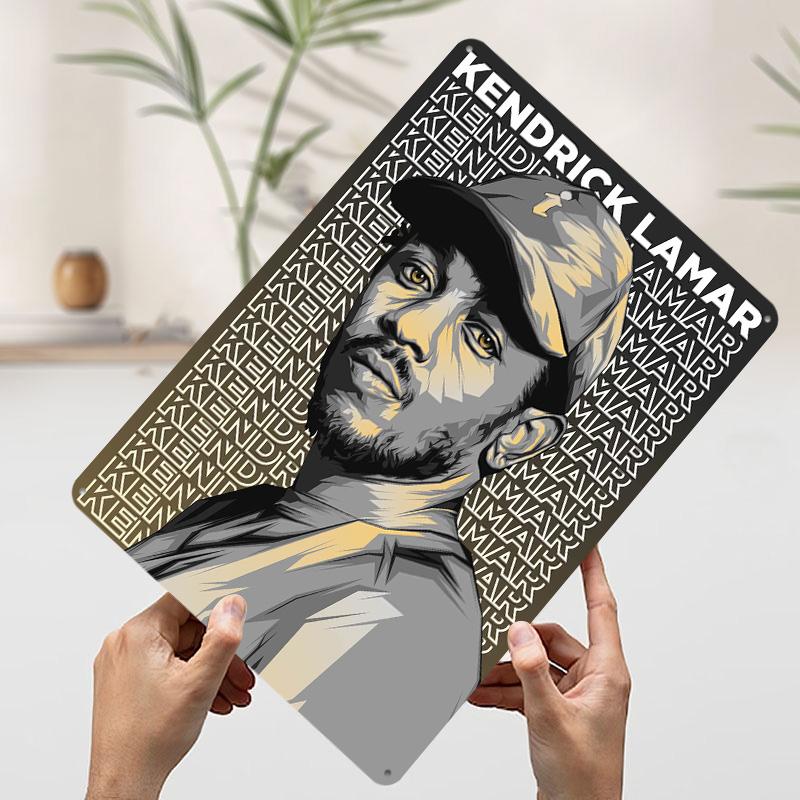 Kendrick Lamar Rapper Rap Metal Poster Custom Wall Art Retro Vintage Tinplate Signs for Man Cave Interior Decoration Living Room