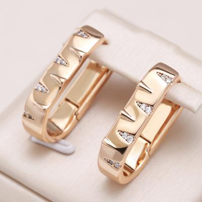New Trendy  Rose Gold Color Hoop Earrings For Women Vintage Bride Wedding Jewelry Natural Zircon English Earrings