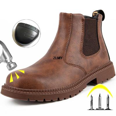 Modne Wodoodporne Buty Robocze Męskie Odporne na Przebicie Buty Robocze Męskie Sztyblety Męskie Stalowy Nosek Buty Robocze Bezpieczeństwo Przemysłowe Męskie