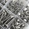 560-piece stainless steel hex bolt, nut, spring, and washer set, M3, M4, M5, and M6, lengths ranging from 10mm to 40mm.