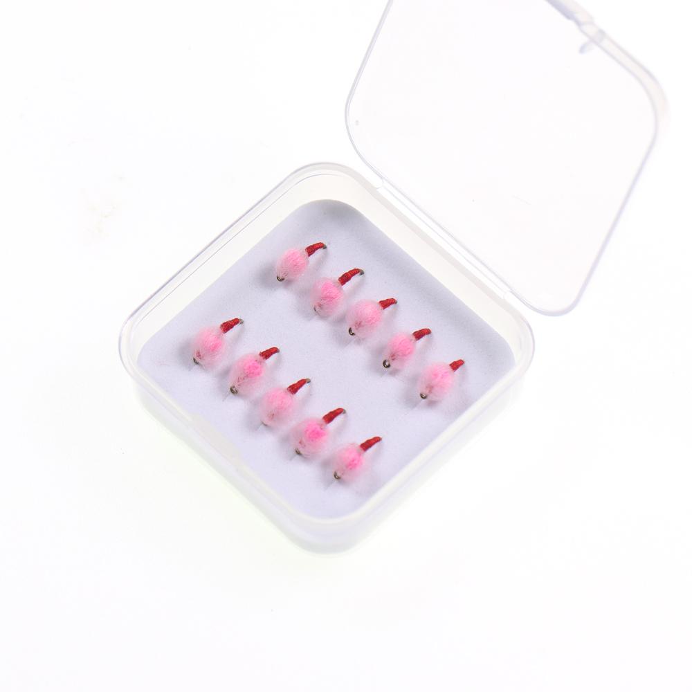 5pcs 10 Pcs/box Translucent Tungsten Bead Core Hard Egg Fly Glo Bug Fly Fishing Flies Lures Size 12#