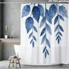 Blue Leaf Shower Curtain 1Pc Polyester 2D Flat Print 70.8X70.8" Grommet Top White Background Watercolor Style