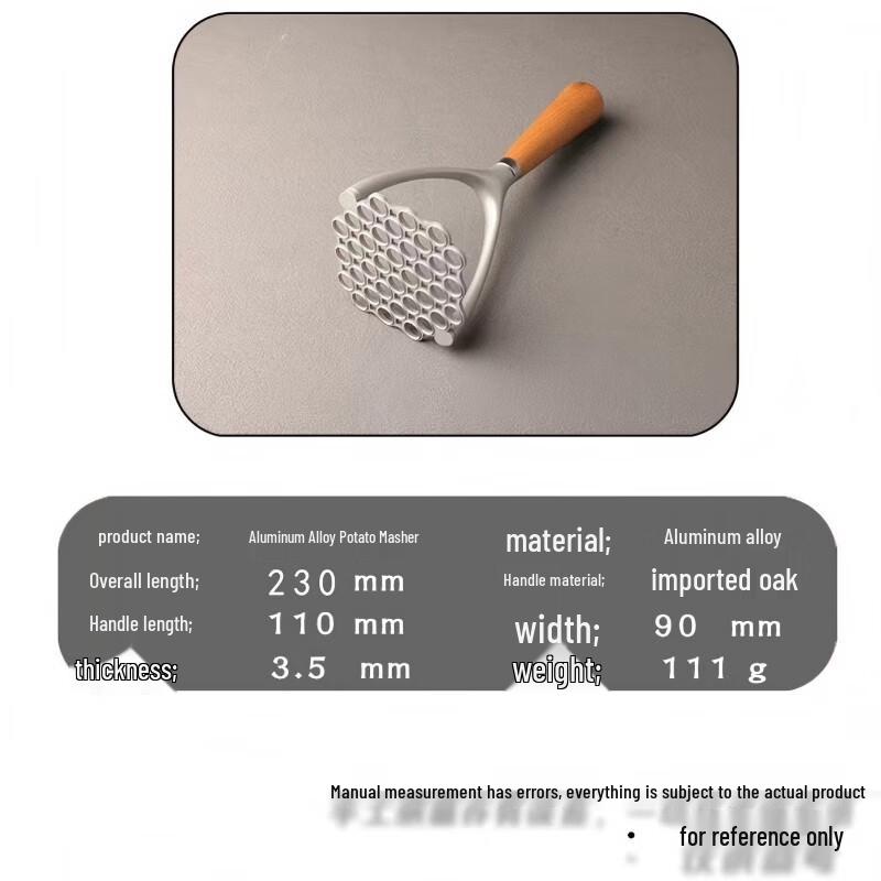 Premium Aluminum Alloy Potato Masher with Oak Handle