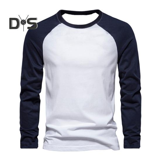 

Осень-зима мужской топ-топ облегающий лоскутный свитер с круглым вырезом, эластичный, с длинными рукавами, средней длины, для фитнеса, повседневная одежда, рубашка L белый