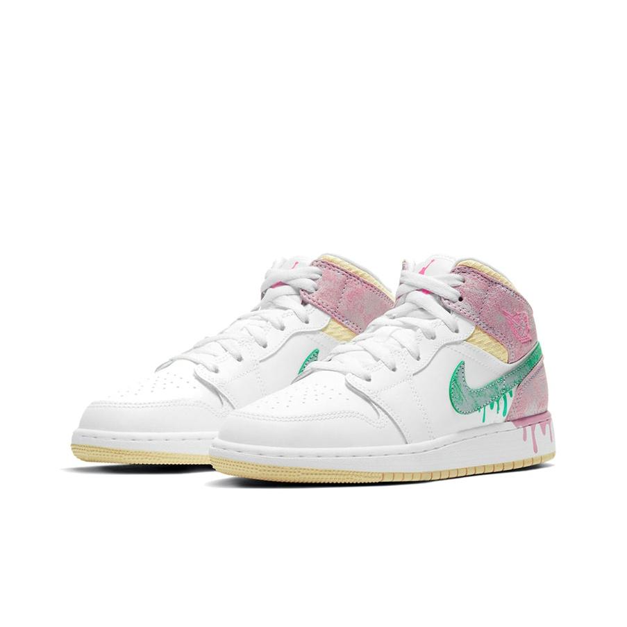 Air Jordan 1 Mid SE GS Ice Cream Kinder-Sneaker Weiß Arctic-Punch Pale-Vanilla DD1666-100