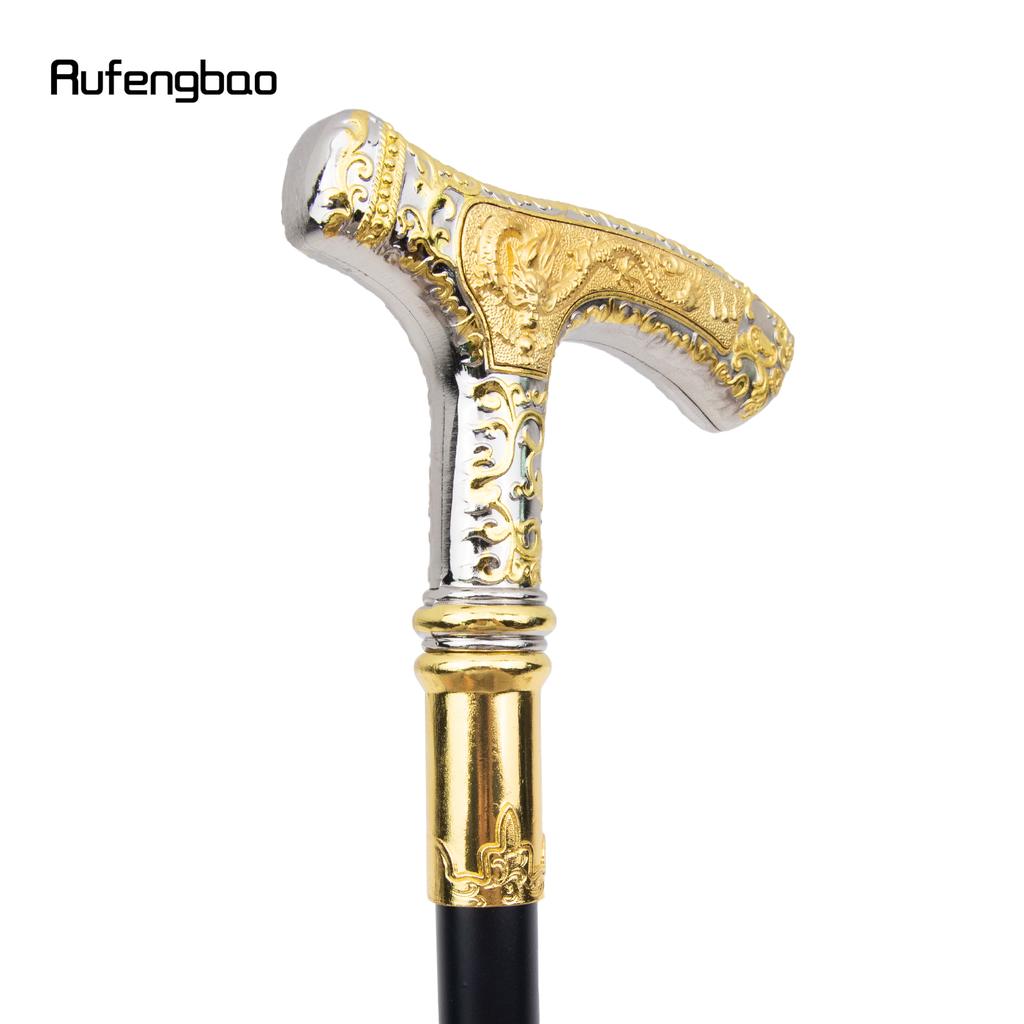 Golden White Dragon Luxury Pattern Walking Stick Party Fashion Elegant Walking Stick Decorative Cospaly Cane Knob Crosier 89cm