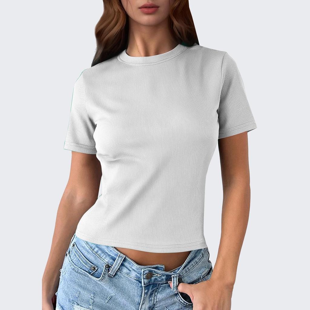 Magliette da Donna Manica Corta Girocollo Top Primaverili Casual Larghe Basic