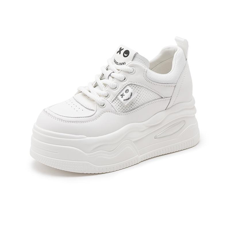 Little white shoes women's 2025 spring sandals new leather versatile muffin thick-soled breathable mesh shoes inner height-increasing women's shoes