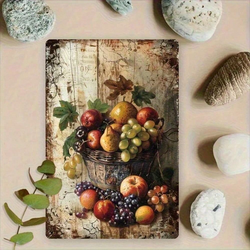 Vintage Fruit Still Life Metal Poster for Kitchen Wall