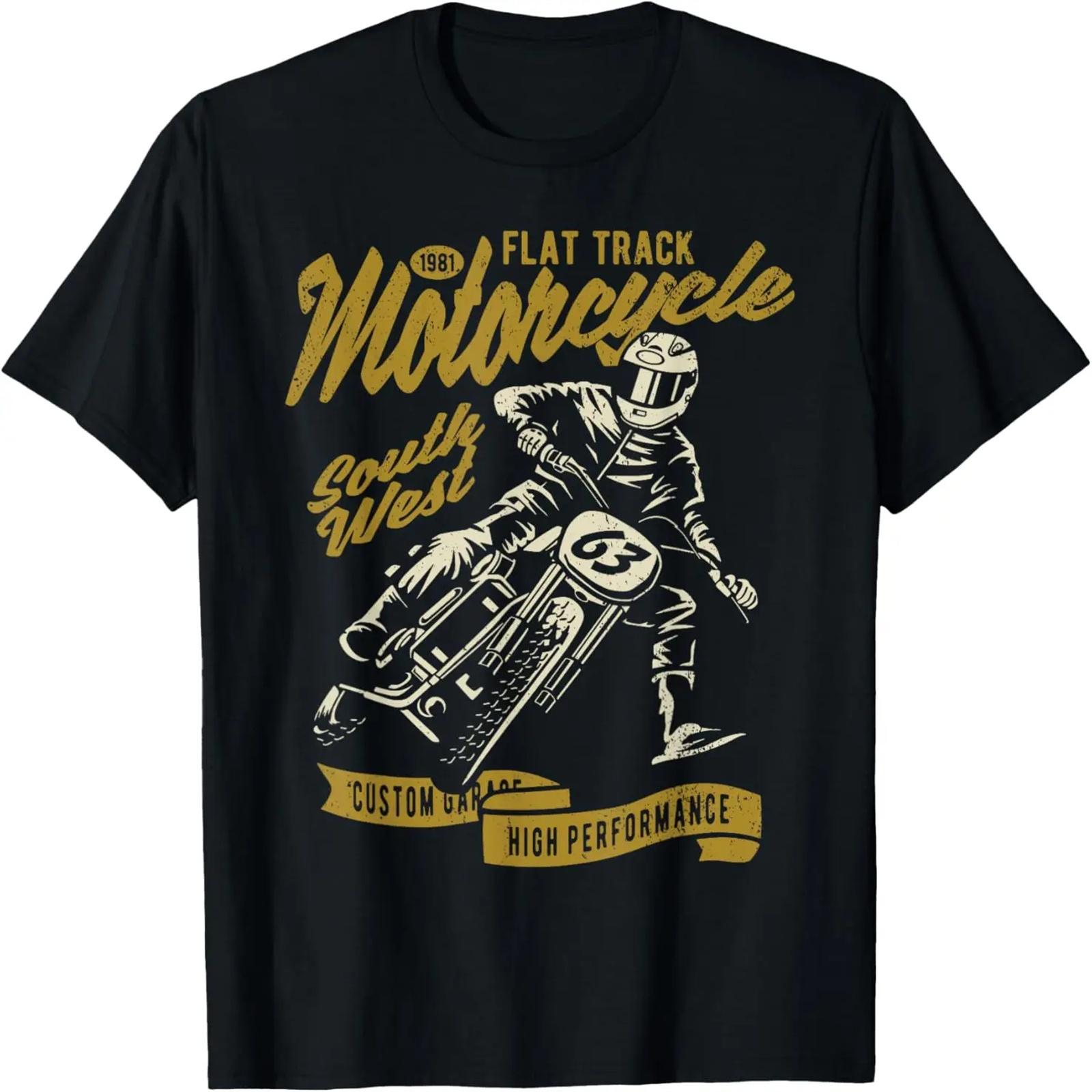 

Flat Track Motorcycle Vintage Style Retro Race Design T-Shirt XXXXXL чорний