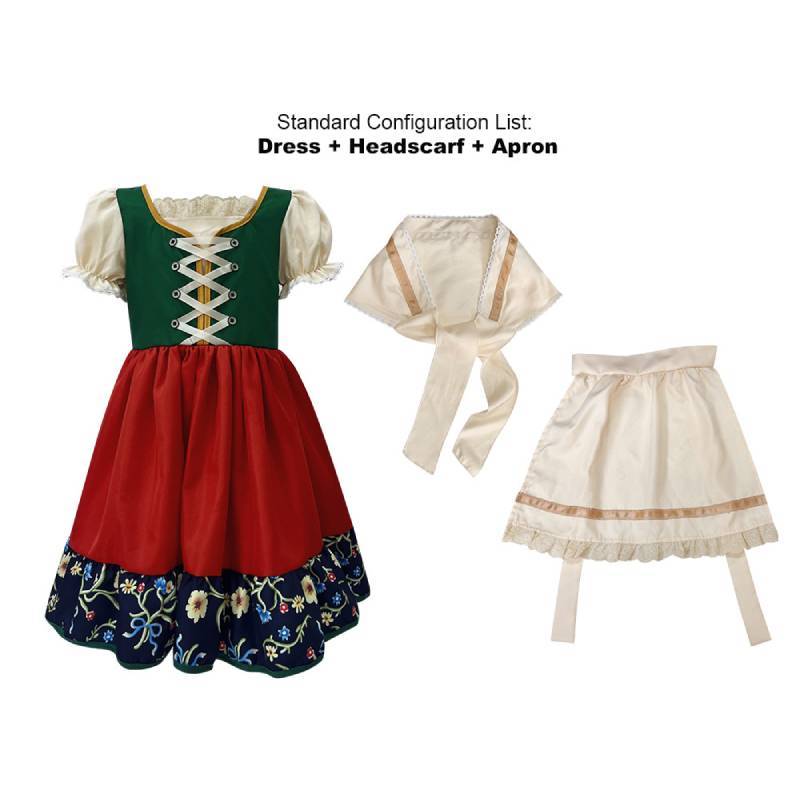 Bavarian Girl Dress With Apron And Headscarf For Festive Events And Cosplay 120