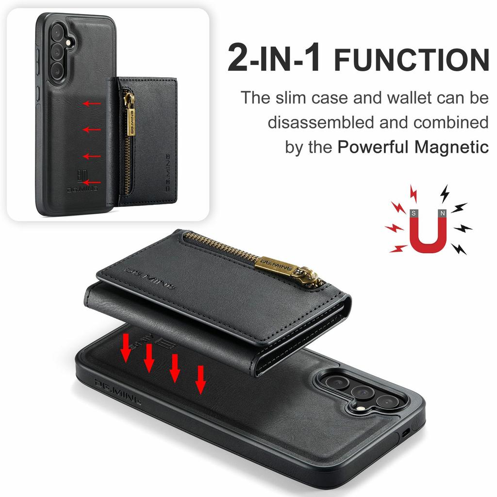 DG.MING M5 Series For Samsung Galaxy S25 FE Case Detachable Magnetic Leather Phone Cover with Card Slots