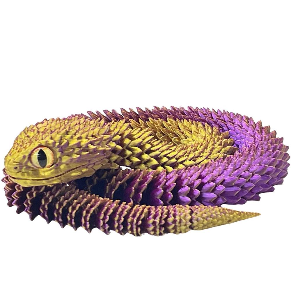 3D Printed Flexible Snake Fidget Toys Realistic Movable Joint Snake Toy 60cm Viper Model Creative for Home Office Decor